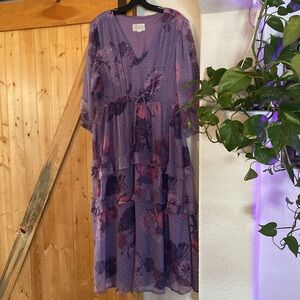 Destination 365 Floral Polka Dot Chiffon Dress